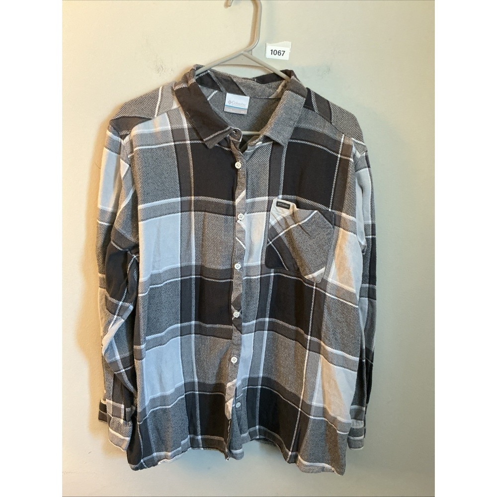 Columbia Charcoal Checkered Shirt Unisex Size: 2XL